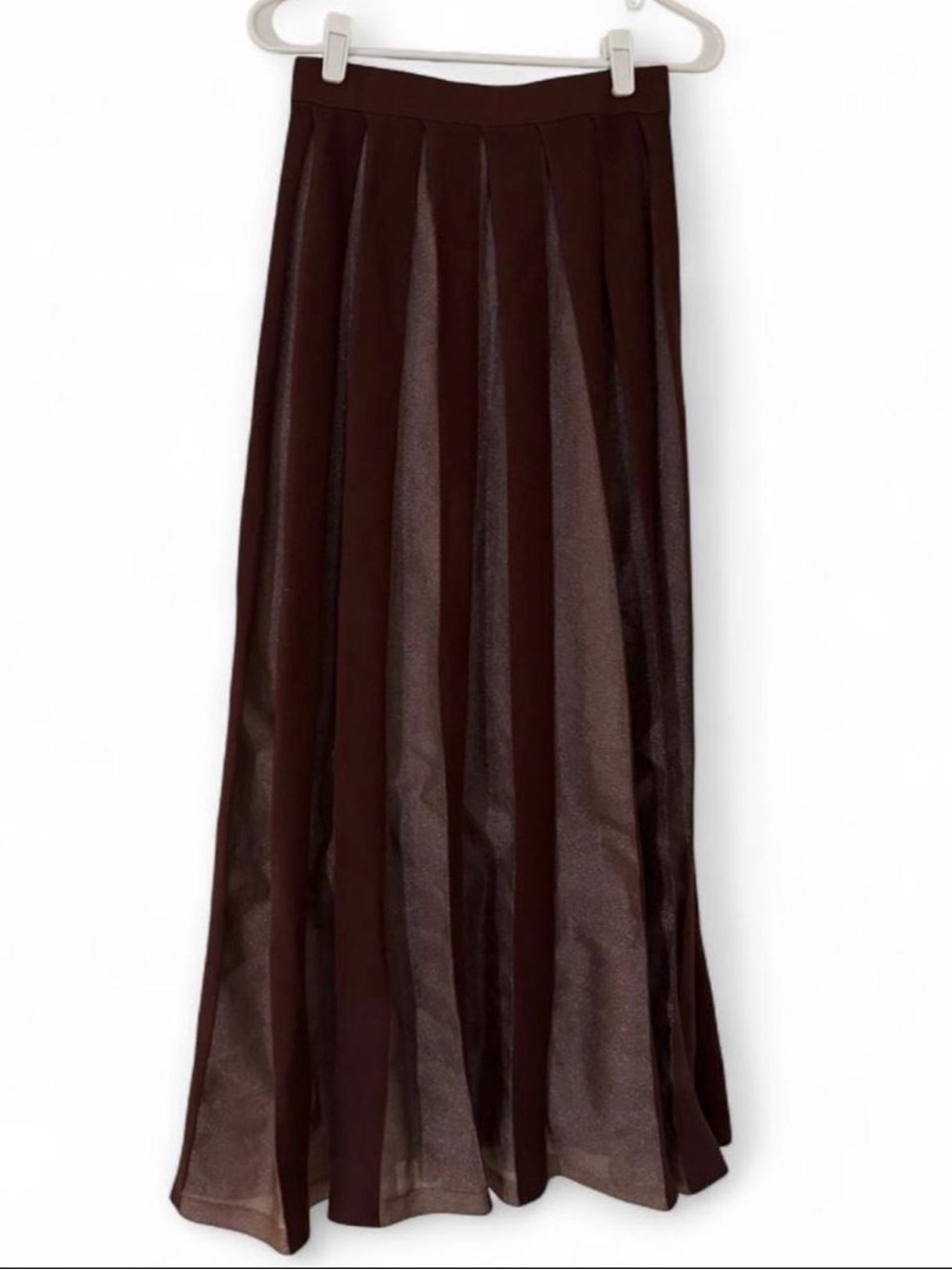 Anthropologie Brown Pleated Maxi Skirt